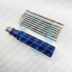 Orthopedic <b>Screwdriver</b> Complete <b>Set</b> with 8 Hexhead Interchangeable Shafts and 1 Quick Coupling Handle Surgical Instruments - Product Image 2