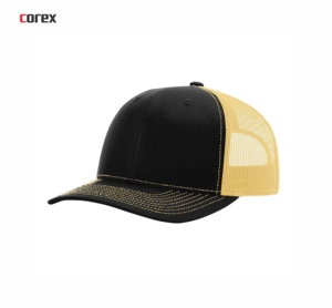Gorra Trucker Richardson Personalizada Negra y Amarilla de Malla, 6 Paneles, Ajustable, Unisex, Casual, para Exteriores, Invierno, Primavera, Verano, para Adultos - Product Image 1