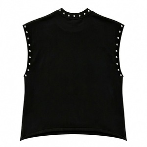 เสื้อกล้ามลายกราฟิกประดับเพชร Glory Custom ผ้าเจอร์ซีย์คอตตอน 100% เนื้อผ้านุ่ม สไตล์วินเทจใหม่ เสื้อยืดแขนกุดสำหรับใส่ได้ทั้งชายและหญิง - Product Image 2