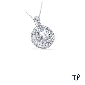 จี้เพชรทรงกลมแบบโซลิแทร์ 14K ทองคำแท้ ประดับเพชรแล็บโกรว์แบบดับเบิ้ลฮาโล พร้อมสายสร้อยคอ รับผลิตแบบ OEM ขายส่ง ขายปลีก ผู้ผลิต - Product Image 6