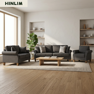 Sofá de tela gris elegante, sillón minimalista moderno, duradero para sala de estar, base de madera, muebles para sala de estar - Product Image 4