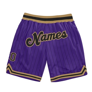 Wholesale Direct OMMIZ INDUSTRY Custom Purple Black Pinstripe Black-<b>Old</b> Gold Authentic Basketball <b>Shorts</b> - Product Image 1