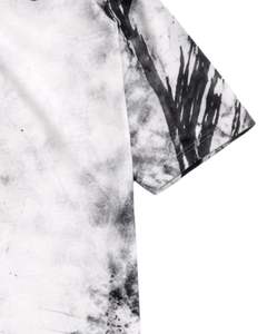 T-shirt tie-dye noir et blanc pour homme, col rond, manches courtes, coton, streetwear décontracté, lavage vintage, personnalisable, OEM, fournisseur en gros - Product Image 5