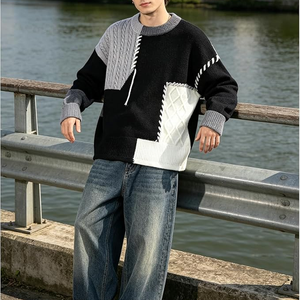 Men's Knitted Solid Color <b>Pullover</b> <b>Sweater</b> Long Sleeve Polyester Autumn Casual Wear Regular Fit Black Khaki Grey - Product Image 2