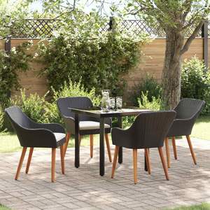 Juego de comedor de jardín de ratán sintético negro de 5 piezas con cojines, modelo D0100X38QR6 - Product Image 1