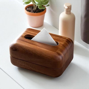 Caja de pañuelos de madera de mango natural, duradera y de alta calidad para su hogar, sala de estar, escritorio, caja para guardar pañuelos - Product Image 1