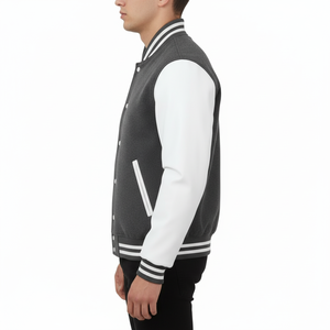 Mens Cotton Blend Outerwear Jacket 350 GSM Regular Fit Varsity Style <b>Button</b> Front Long Sleeve Casual Wear Durable OEM Service - Product Image 3