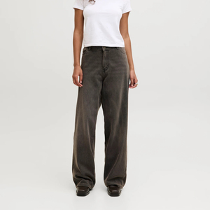 Pantalones Cargo de Mujer de Cintura Alta y Pierna Ancha, Color Liso, Lavado a la Piedra, 100% Poliéster, Ajuste Regular, Largos, Estilo Verano, con Cordón - Product Image 4