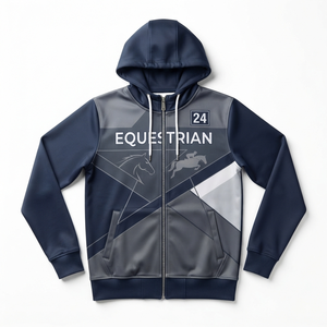 Sweat à capuche zippé de rugby pour homme, veste sportive bleue et blanche avec blocs de couleur, imprimé par sublimation, respirant, coupe classique, pour l'automne - Product Image 3