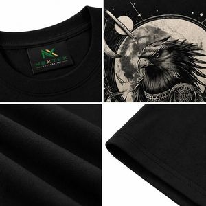 T-shirt personnalisé pour homme avec imprimé aigle guerrier et guitare, style décontracté d'été, streetwear hip-hop, en coton respirant, haut graphique - Product Image 4