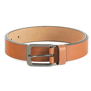 Ceinture décontractée en cuir véritable Tan pour hommes tailles personnalisées faites à la main avec ceinture de robe à boucle en laiton à une broche - Product Image 4
