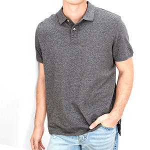 Camiseta de Manga Corta con Cierre para Hombre, Tejido Sólido, Algodón, Formal, Transpirable, Secado Rápido, Corte Regular, Gris, Mejor Calidad Premium - Product Image 1