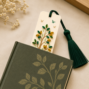 Marcapáginas de quilling hecho a mano con diseño de Árbol de la Vida al por mayor, tarjeta de quilling personalizada con borla, papelería con temática de naturaleza, fabricante ODM/OEM - Product Image 5