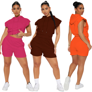 Conjunto de 2 Piezas para Mujer, Verano, Casual, Estampado Sólido, Largo hasta la Rodilla, Poliéster y Algodón, Camiseta y Pantalones Cortos, Gran Venta - Product Image 5