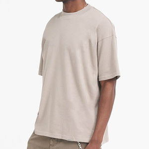 เสื้อยืดคอตตอนทรงหลวมสีเบจ น้ำหนัก 270 กรัม สำหรับผู้ชาย คอกลม แขนสั้น ทรงโอเวอร์ไซส์ สไตล์ลำลอง สตรีทแวร์ แฟชั่นท็อป - Product Image 5