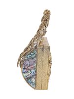 Pochette de soirée artisanale en métal gravée de motifs floraux, avec poignée en feuille d'or, idéale pour les mariages et les fêtes, best-seller mondial