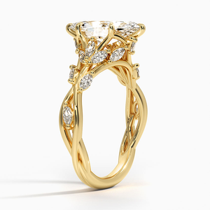 Anillo de boda clásico para mujer, de plata de ley 925, con diamantes de moissanita de corte marquesa y diseño de hoja. - Product Image 2
