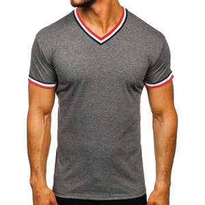 T-shirt pour homme de haute qualité à séchage rapide, col en V, manches courtes, 100% coton peigné, logo personnalisé, couleur personnalisée, coupe classique - Product Image 4