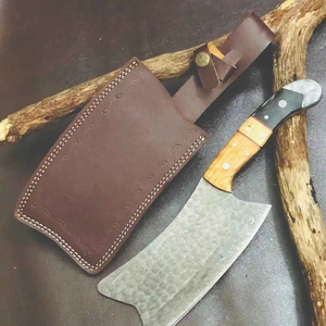 Cuchillo de Chef Burraq OEM/ODM, Hecho a Mano, de Acero de Damasco Industrial, Multifuncional, con Patrón de Gota de Lluvia, Funda de Cuero - Product Image 2