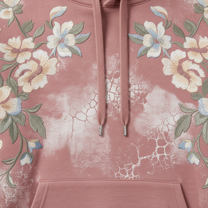 Sweat-shirt à capuche oversize imprimé floral unisexe en coton tricoté décontracté pour le printemps - Product Image 2