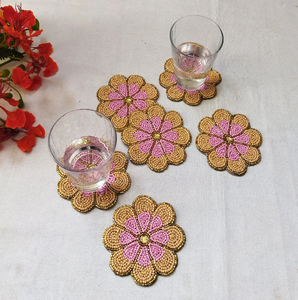 Sous-verres perlés faits à la main en Inde, ensemble de sous-verres en perles de rocaille pour thé et café, meilleur prix - Product Image 5
