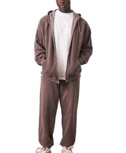Conjunto de 2 Piezas de Chándal Personalizado para Hombre, de Algodón Orgánico, Lavado Ácido, Sudadera Oversize y Pantalones Jogger Holgados, Estilo Urbano - Product Image 2