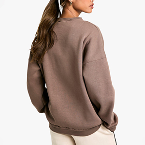 High Quality OEM Customizable Printed Front Women's Oversized Sweatshirt 100% Cotton Fleece Plus Size Crew Neck Washed Finish - Product Image 3