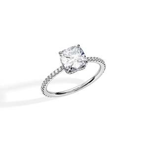 Round Cut Diamond Engagement Ring Women's 14k gold plated Prong Setting Pave Band Floral Style IGI Certified - Product Image 5