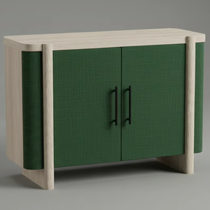 Buffet moderne à 2 portes en chêne massif pour salon - Rangement résistant à l'eau avec design minimaliste - Product Image 1