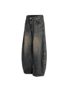 Pantalon Baggy en Coton Mi-Lourd pour Hommes, Jean Oversize en Denim Séchage Rapide, Bas de Tenue Durables Tendance Streetwear, Conception Personnalisée Marque Privée - Product Image 3