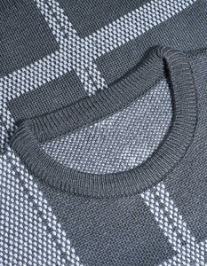 Pull en tricot géométrique pour homme, manches longues, 100% acrylique, style hiver, motif gris et blanc - Product Image 4