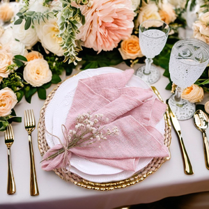 Serviettes en gaze de coton 100% naturel, douces, unies, réutilisables, lavables, fines, faites à la main, style bohème, roses, 16,5 pouces, pour la maison, la cuisine, les mariages - Product Image 1