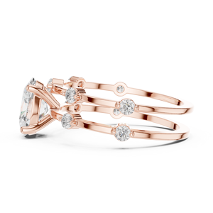 Anillo de Compromiso de Doble Banda Ovalado de Oro Rosa Personalizado con Diamante Cultivado en Laboratorio, Joyería Nupcial para Mujer - Product Image 3