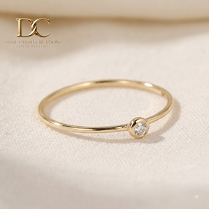 Anillo de Oro Sólido de 14 Quilates con Diamante Cultivado en Laboratorio, Corte Brillante Redondo de 1.80 mm, Joyería Única para Mujer, Regalo Perfecto para Fiesta de Compromiso - Product Image 3