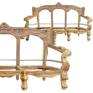 Sofá seccional con marco de madera de teca sin terminar de estilo europeo, juego de muebles de sala de estar de 7 piezas para hoteles - Product Image 1