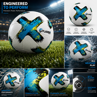 Ballon de football Flamia Sports TB-017 de qualité supérieure, thermocollé, durable, taille 5, vessie en butyl, haute rétention d'air, 410-460g, avec logo