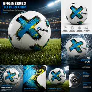 Ballon de football Flamia Sports TB-017 de qualité supérieure, thermocollé, durable, taille 5, vessie en butyl, haute rétention d'air, 410-460g, avec logo - Product Image 6