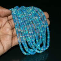 Perles Rondelles d'Opale Bleu Ciel Naturel 3-5mm, Fil de 16 Pouces, Perles de Pierre Précieuse en Vrac à Feu Bleu pour la Fabrication de Bijoux, Vente en Gros