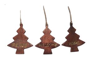 Juego de 3 adornos colgantes de árbol de Navidad con acabado antiguo de cobre para el hogar, paredes de Hotel, decoración de puerta, uso de Mini adorno colgante - Product Image 1