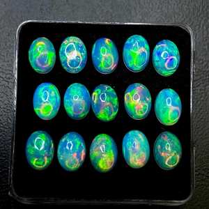 Lot de cabochons d'opale d'Éthiopie, qualité calibrée, 6x4mm à 6x8mm, opale naturelle pour la création de bijoux - Product Image 1