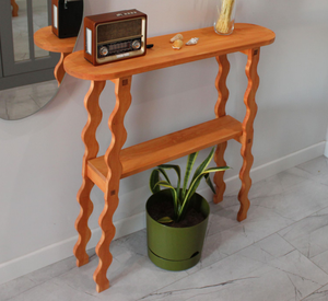 Mesas de consola de madera de mango de estilo clásico y elegante, muebles de madera para sala de estar, muebles de Java, acabado europeo antiguo de madera maciza. - Product Image 3