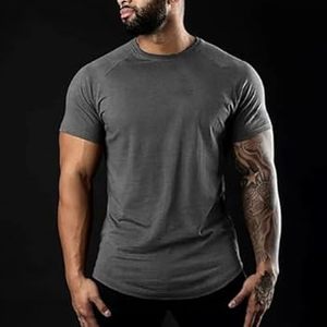 T-shirt homme de haute qualité, tissu bio durable, coupe musclée, vêtements de sport athlétiques, broderie graphique. - Product Image 3