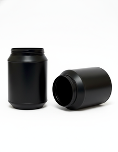 Custom Black Boston Cylinder HDPE Plastic Bottle Protein Powder <b>Jar</b> 1kg 1.5kg 2kg Screw Cap Easy Clean Supplement Packaging - Product Image 2