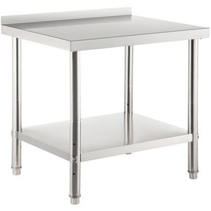 Banco da Lavoro Professionale in Acciaio Inox 36 X 24 X 35 Pollici, Capacità di Carico 440 libbre, con Alzatina Regolabile, Design a U in Metallo - Product Image 1