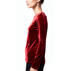T-shirt en velours à col rond et manches longues pour femme, streetwear d'été, tee-shirt en velours de haute qualité pour femme - Product Image 3