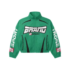 Conjunto Deportivo Cortavientos Verde |   Chaqueta y pantalones con capucha y cremallera de gran tamaño |   Conjunto de Ropa Urbana, Fabricante de Marca Privada OEM - Product Image 3