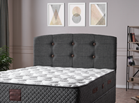 Lit Moderne Simple, Double, Queen, Super Queen avec Sommier à Vérins et Rangement, en Bois Massif, Tissu Noir et Gris, Toutes Couleurs Disponibles