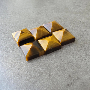 Piedra Preciosa Natural de Ojo de Tigre, Calibrada, con Base Plana Cuadrada en Forma de Pirámide, para Joyería - Product Image 4