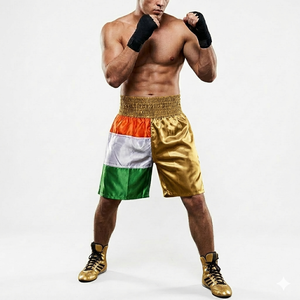 Pantalones Cortos de Muay Thai de Satén Resistentes con Logotipo Frontal para Boxeo y Artes Marciales, Shorts Profesionales para Deportes de Combate - Product Image 2