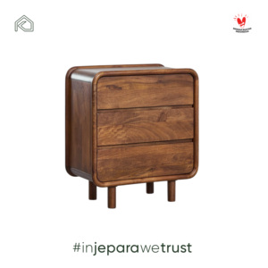 Custom Handmade Solid Wood 3-Drawer Modern Nightstand Premium for Hospitality Hotel Villa Residential Project - Product Image 4